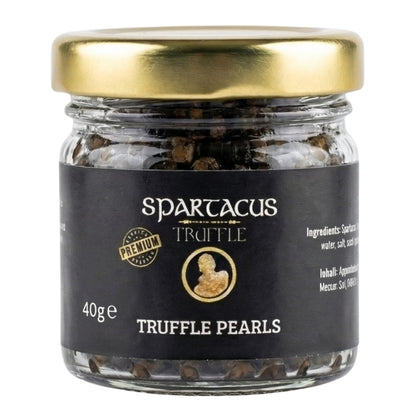 Spartacus Truffle Pearls 40 g – Gourmet Truffle Pearls (50% Pearls & 50% Chopped Truffle) – Luxury Culinary Garnish for Pasta, Steak, Sushi & Fine Dining