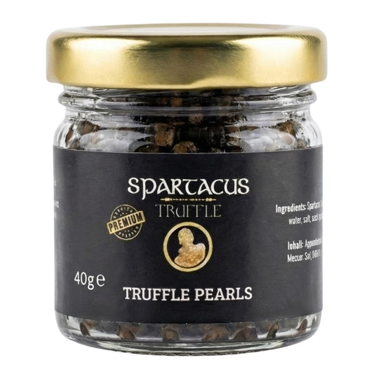 Spartacus Truffle Pearls 40 g – Gourmet Truffle Pearls (50% Pearls & 50% Chopped Truffle) – Luxury Culinary Garnish for Pasta, Steak, Sushi & Fine Dining