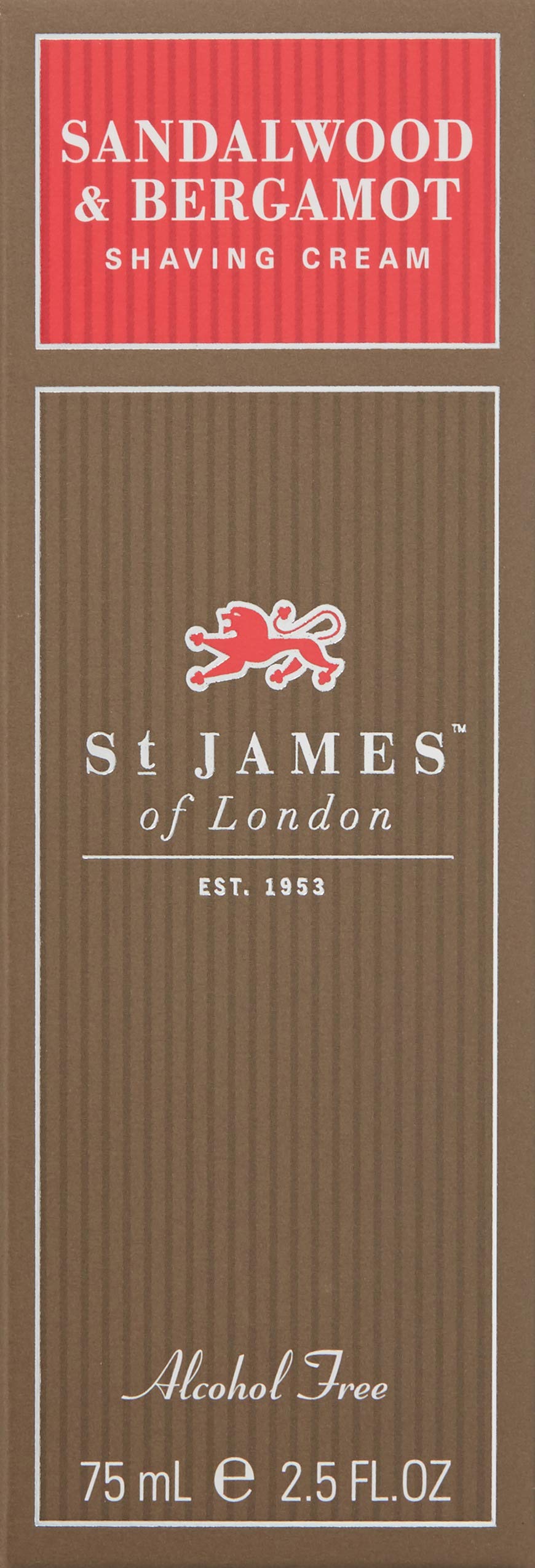 St James of London 100% all-natural Sandalwood & Bergamot Shave Cream Travel Tube