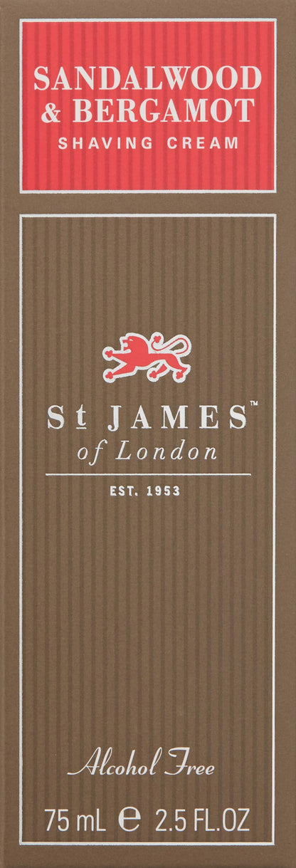 St James of London 100% all-natural Sandalwood & Bergamot Shave Cream Travel Tube
