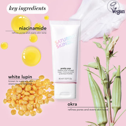 Saturday Skin Pretty Pop Prebiotics & Probiotics whipped Moisturizing Cream Nourishing Allure Best of Beauty K-Beauty Winner 2020 (1.52 Fl Oz)