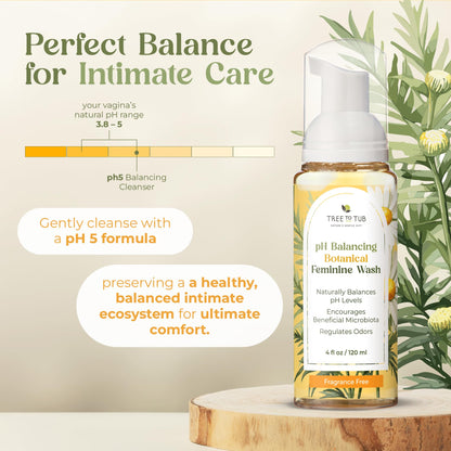 Tree to Tub pH Balance Feminine Wash for Women - Fragrance Free Vaginal Wash, Botanical Intimate Wash Women pH Balance, Intimate Soap For Women, Vagina Wash, Daily Feminine Wash, Vaginal Cleanser