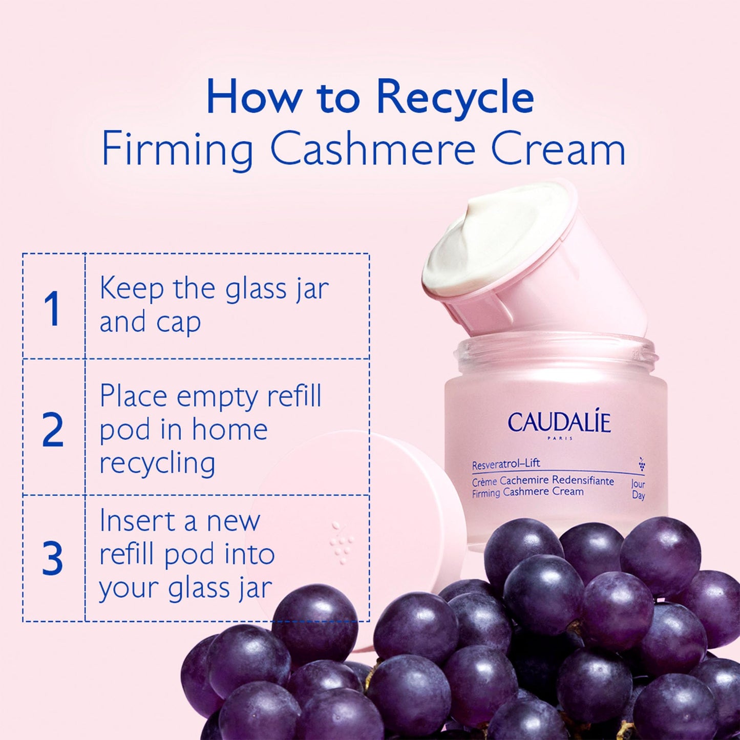 Caudalie Resveratrol-Lift Retinol Alternative Firming Cashmere Cream, Anti-Aging Moisturizer with Resveratrol, Hyaluronic Acid & Vegan Collagen, Refillable - 50 mL