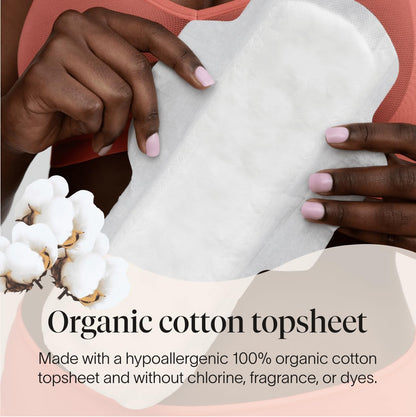Cora 100% Organic Cotton Topsheet Pads (24 Maxi Overnight Pads) (Pack of 2)