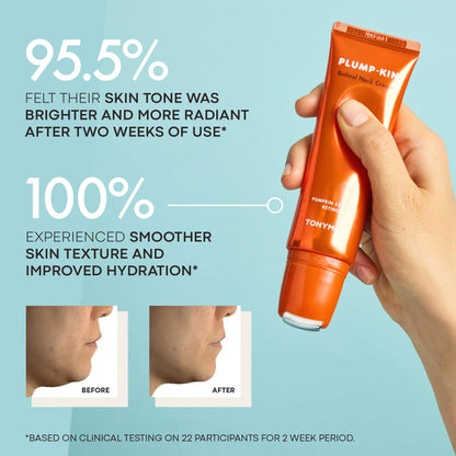 TONYMOLY Plump-kin Retinol Neck Cream Roller – Anti-Aging Neck Cream for Tightening & Firming, Pumpkin Extract + Retinol, Hydrolyzed Collagen, 1.69 fl oz