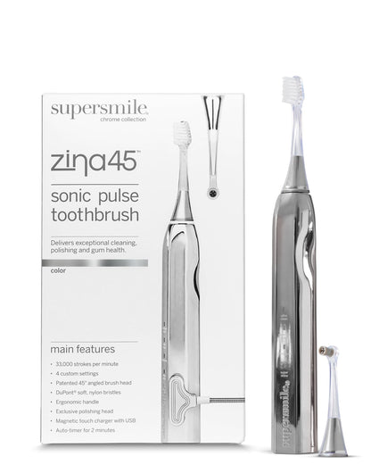 Supersmile Zina45™ Sonic Pulse Toothbrush – Angled Brush with polishing Head for Advanced Cleaning – for Visibly Whiter Teeth and Healthier Gums