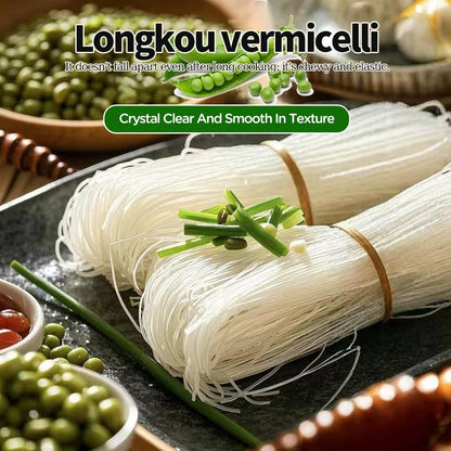 DAMAICHUHAI Longkou Glass Noodles, Authentic Chinese Vermicelli, 400g/14.1oz Per Pack, Gluten-Free & Non-GMO, Mung Bean Thread Noodles, Clear Noodles for Asian Dishes，Glass Noodles，Vermicelli Rice Noodles
