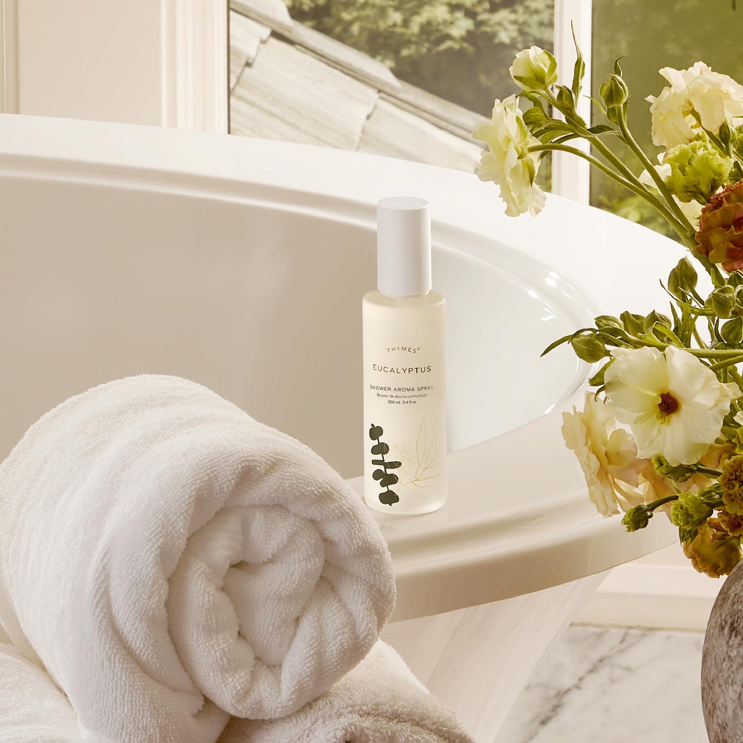 Thymes Daily Shower Spray for a Spa Like Experience - Home Essentials - Mist Scented with Eucalyptus Oil, Italian Lemon, Bergamot & Lemongrass (Eucalyptus Shower Spray, 3.4 fl oz)