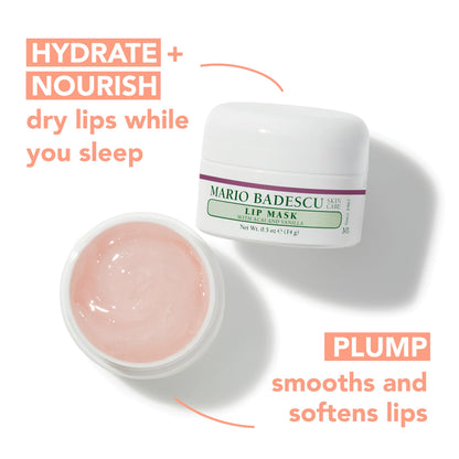 Mario Badescu Lip Mask, Overnight Lip Treatment Enriched With Skin Softening Coconut Oil and Hydrating Shea Butter