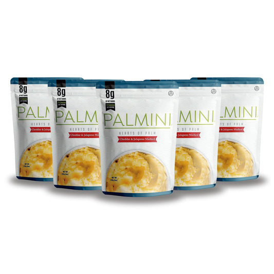 Palmini Cheddar & Jalapeno Mashed |Low Carb, Low Calorie Hearts of Palm Mashed| 8g of Net Carbs, 70 Calories Per Serving | As Seen on Shark Tank | Ready-to-Eat | (8 Ounces Pouch (Pack of 6)