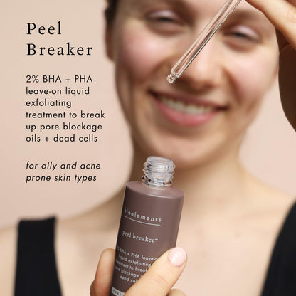 Bioelements Peel Breaker - 1 fl oz - 2% BHA + PHA Leave-On Liquid Exfoliating Treatment to Break Up Pore Blockage Oils + Dead Cells - Vegan, Gluten Free - Never Tested on Animals