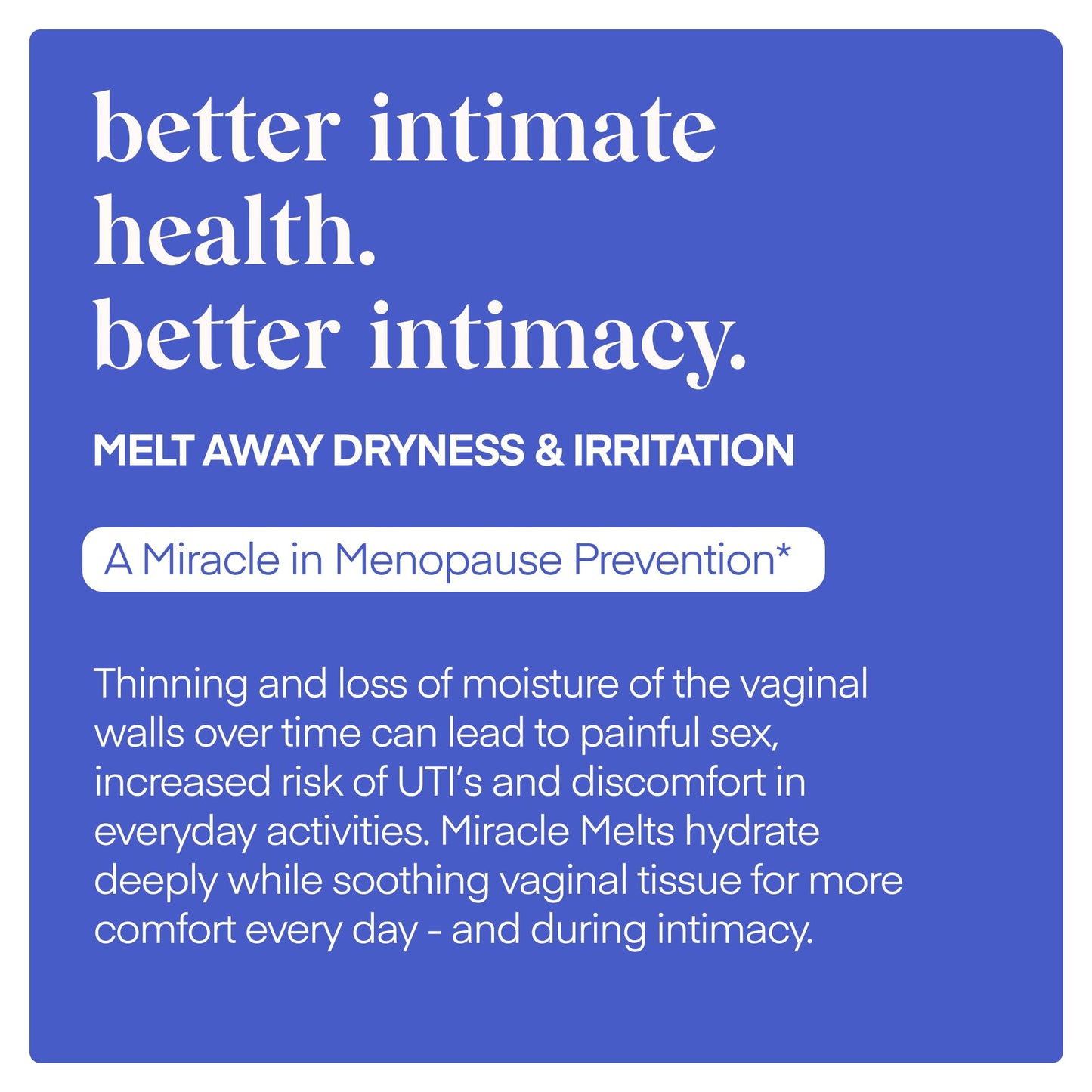 PLAYGROUND Miracle Melts Vaginal Moisturizer, Hyaluronic Acid Moisture Treatment for Women’s Intimate Dryness, Menopause Relief, Hormone-Free Vaginal Tissue Hydration