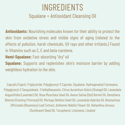 BIOSSANCE Squalane + Antioxidant Cleansing Oil. Lightweight Facial Oil Cleans Deep into Pores, Removes Makeup and Hydrates Skin. For all Skin Types