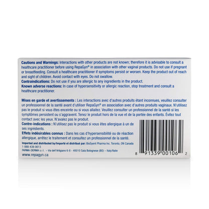 RepaGyn's Vaginal Moisturizer |Useful in Burning, Itching, Vaginal Lubrication | Natural and Non-hormonal | Effective in Menopause Dryness and Mucosa Healing