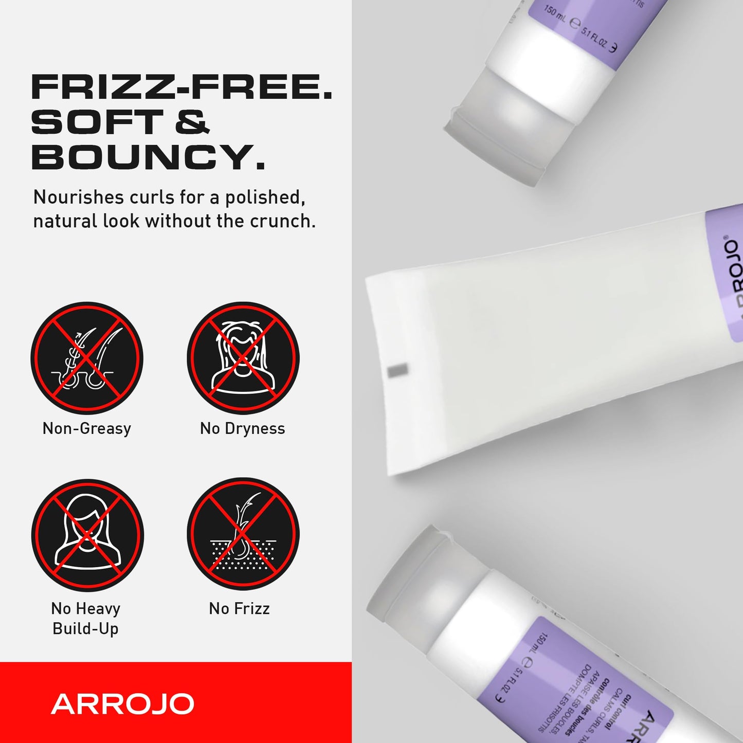 ARROJO Curl Control Curly Hair Gel – Curly Hair Products for Unruly Curls – Sulfate Free Curl Gel w/Vitamin B5 – Hair Gel for Curly Hair to Calm & Control – Anti Frizz Hair Products