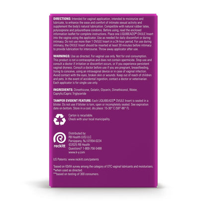 K-Y Liquibeads Vaginal Moisturizer for Women, Silicone Lube Vaginal Suppository, Vaginal Lubricant Helps Reduce Pain Due to Vaginal Dryness, 6 Vaginal Suppositories & 6 Vaginal Applicators