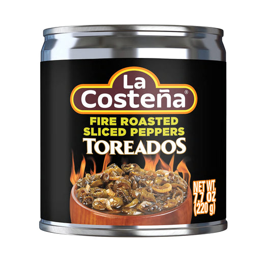 La Costeña Sliced Serrano Pepper Toreado - Fire Roasted Spicy Green Chiles for Mexican Food, Pico de Gallo, Taco Seasoning, Salsa Verde & Guacamole - Pickled Vegetables - 7.7oz, 12 Pack Canned Chilis