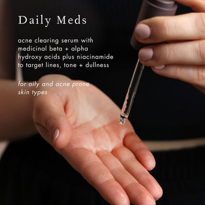 Bioelements Daily Meds - 1 fl oz - Acne Clearing Serum with Medicinal Beta + Alpha Hydroxy Acids and Niacinamide to Target Lines, Tone + Dullness - Vegan, Gluten Free - Never Tested on Animals