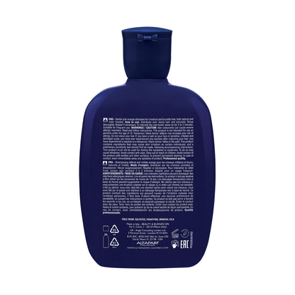 ALFAPARF MILANO Semi di Lino Blue Shampoo for Brunette, Brown, Chestnut & Dark Hair - Anti Orange Shampoo - Sulfate Free - Removes Brass & Unwanted Orange Tones (8.45oz)