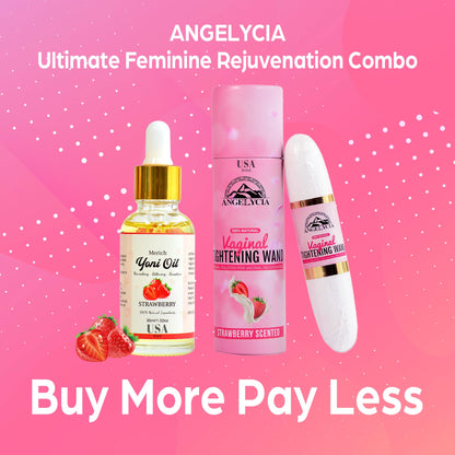 ANGELYCIA Ultimate Feminine Rejuvenation Combo, Virginity Wand Strawberry and Feminine Yoni Detox Oil Strawberry, Vaginal Tightening Solution, Restores pH Balance for Women,