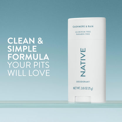 Native Deodorant Contains Naturally Derived Ingredients, 72 Hour Odor Control, Deodorant for Women and Men, Aluminum Free, Cashmere & Rain 2.65oz