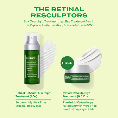 Murad Retinal ReSculptors – 2-Piece Full Size Kit ($197 Value) - Retinal Serum & Eye Cream - 2.5x Vitamin A, Lifts, Firms, Anti-Aging, Encapsulated Retinal, Reduces Wrinkles on Face, Eyes & Neck