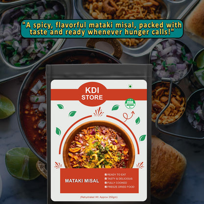 KDI Store Mataki Misal, Ready to Eat Indian Food, Spicy Maharashtrian Snack, USDA Organic, Fully Cooked, Freeze Dried, 80g