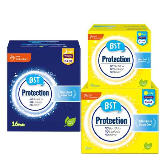 BST Women Tween & Teen Period Kit |128 Pcs Contains 80 Daily Liners, 32 Daily Thin Panty Liners,and 16 Extra Heavy Overnight Pads