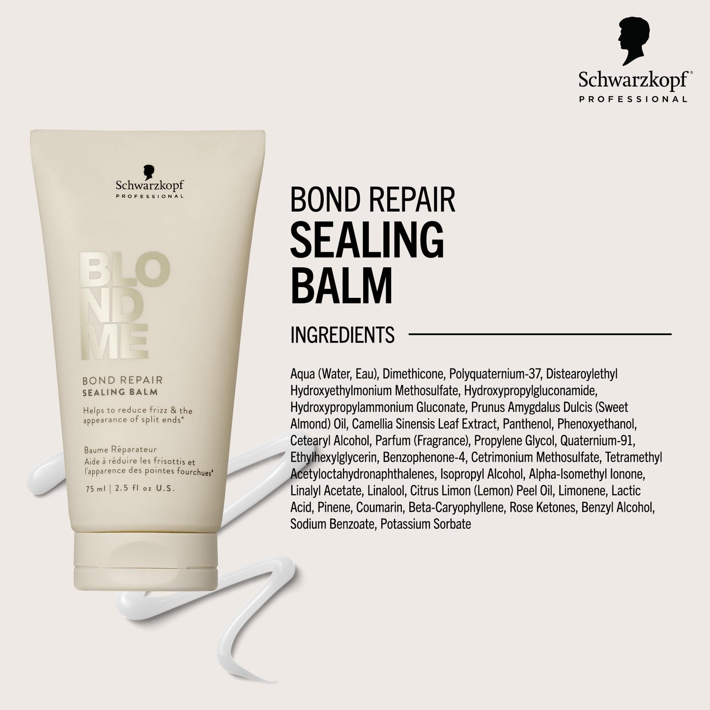 BlondMe Bond Repair Sealing Balm for Blonde Hair, 2.5 Fl Oz | Tame Split Ends & Reduce Frizz | Heat Protection | For Shiny, Smooth Blonde, Lightened, & Grey Hair