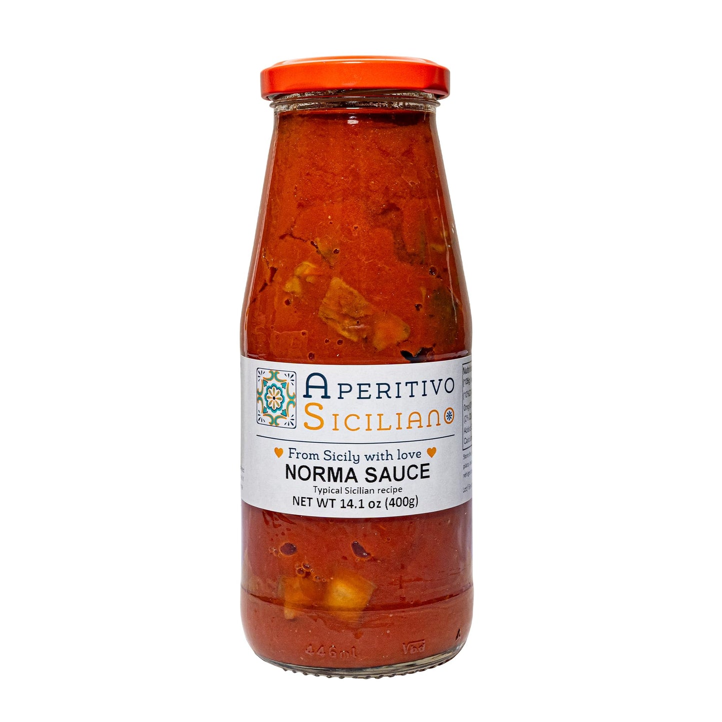 Aperitivo Siciliano - Authentic Sicilian Sugo alla Norma Ready-to-Use Sauce - Tomato, Fried Eggplant, Onion & EVOO - 4-Pack of 14.1 oz Jars - Made in Italy