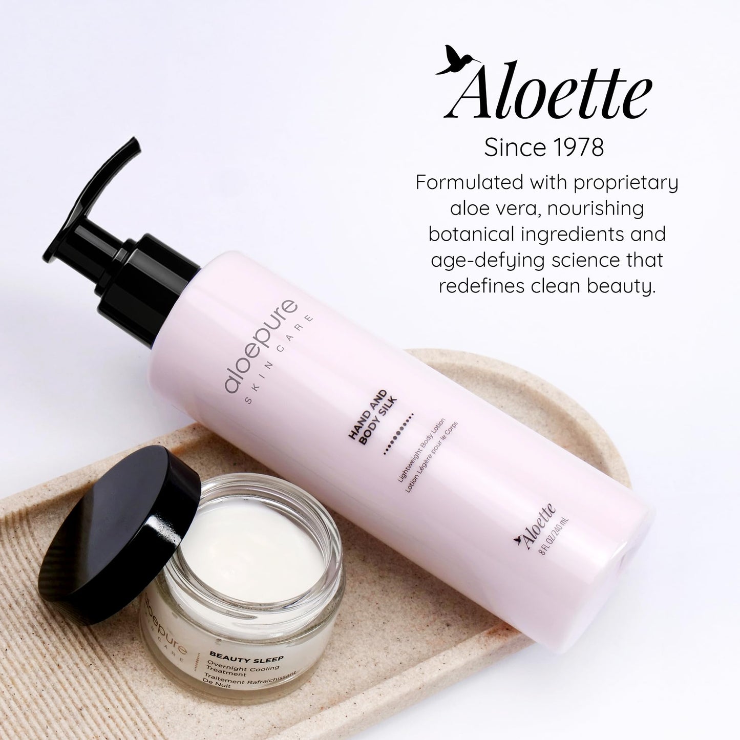 Aloette Hand & Body Silk Lotion - Lightweight & Gentle Moisturizer Body Lotion for Women & Men - Floral Scent Hydrating Skin Care with Aloe Vera Extract for Soft & Smooth Skin - 8 Fl Oz