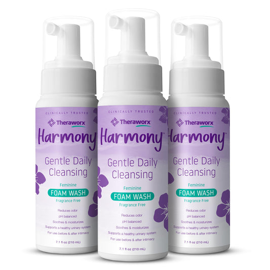 Theraworx Harmony Daily Feminine Care Foam, Gentle Daily Cleansing Fragrance Free, Reduces Odor, pH Balanced - 7.1 fl oz - 3 Count