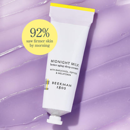 Beekman 1802 Midnight Milk Better Aging Sleep Cream – Overnight Face Moisturizer & Mask – With Bakuchiol, Melatonin & Hyaluronic Acid – Firms & Deeply Hydrates – Good for Sensitive Skin – 2.13 fl oz