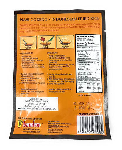 bamboe - NASI GORENG - INDONESIAN FRIED RICE - 6 x 1.4 OZ / 40 g / Product of Indonesia