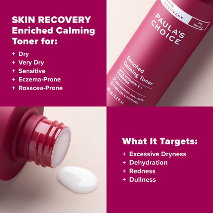 Paula's Choice Skin Recovery Calming Face Toner, Toner for Face with Hyaluronic Acid, Vitamin E & Primrose, Hydrates, Replenishes & Soothes Skin, Dry & Sensitive Skin, Frangrance Free, 6.4oz