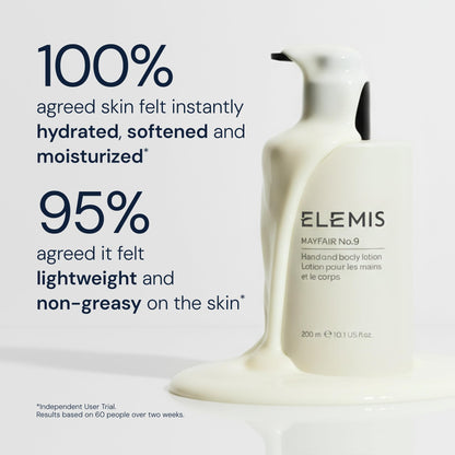 ELEMIS Mayfair No.9 Hand & Body Lotion, Lightweight Formula Hydrates, Softens, and Moisturizes Skin with Sustainable Shea Butter and Borage Oil