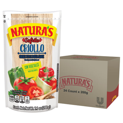 NATURA'S Sofrito Criollo Sauce, Natural Vegetable Pasta Sauce in 7.1oz. Easy-Open Pouch (Pack of 24)