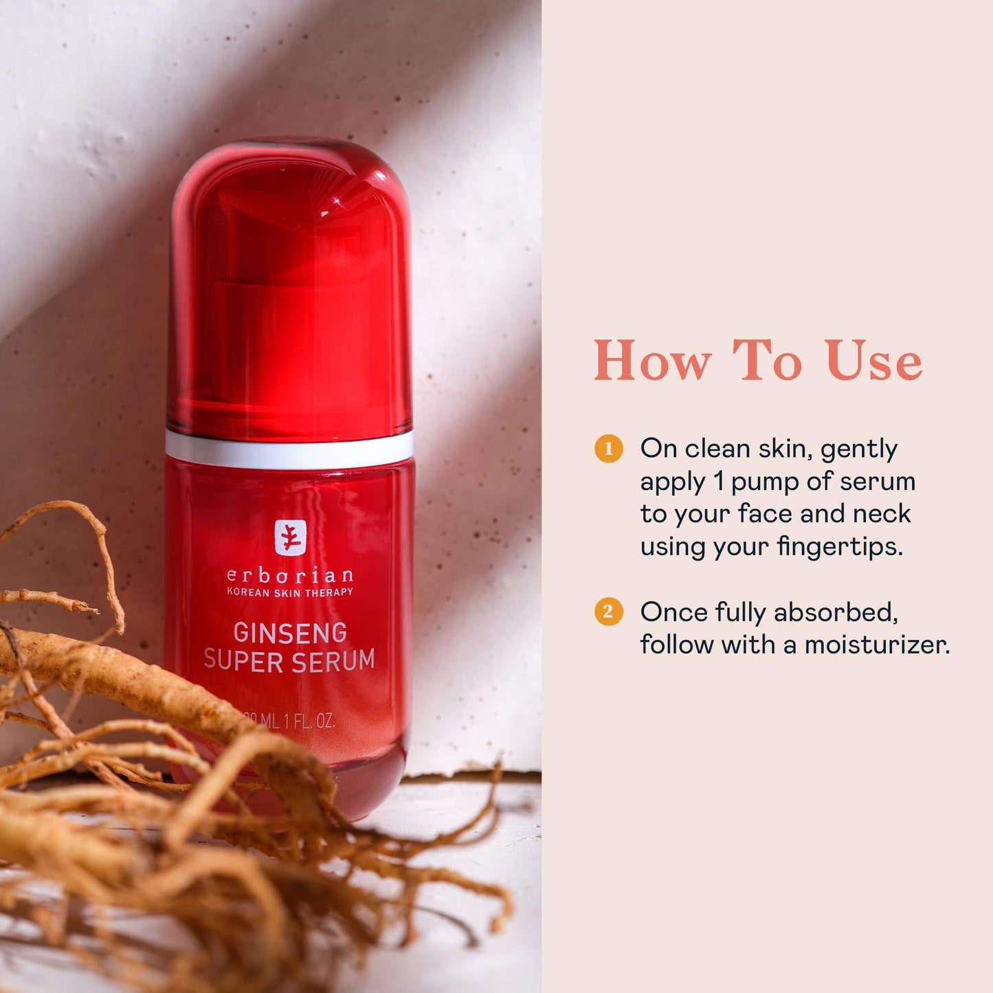 Erborian Ginseng Super Serum, Anti‑Aging, Hydrating Peptide Complex, Smooths Texture & Evens Tone For Soft Skin & Natural Glow, Korean Skincare