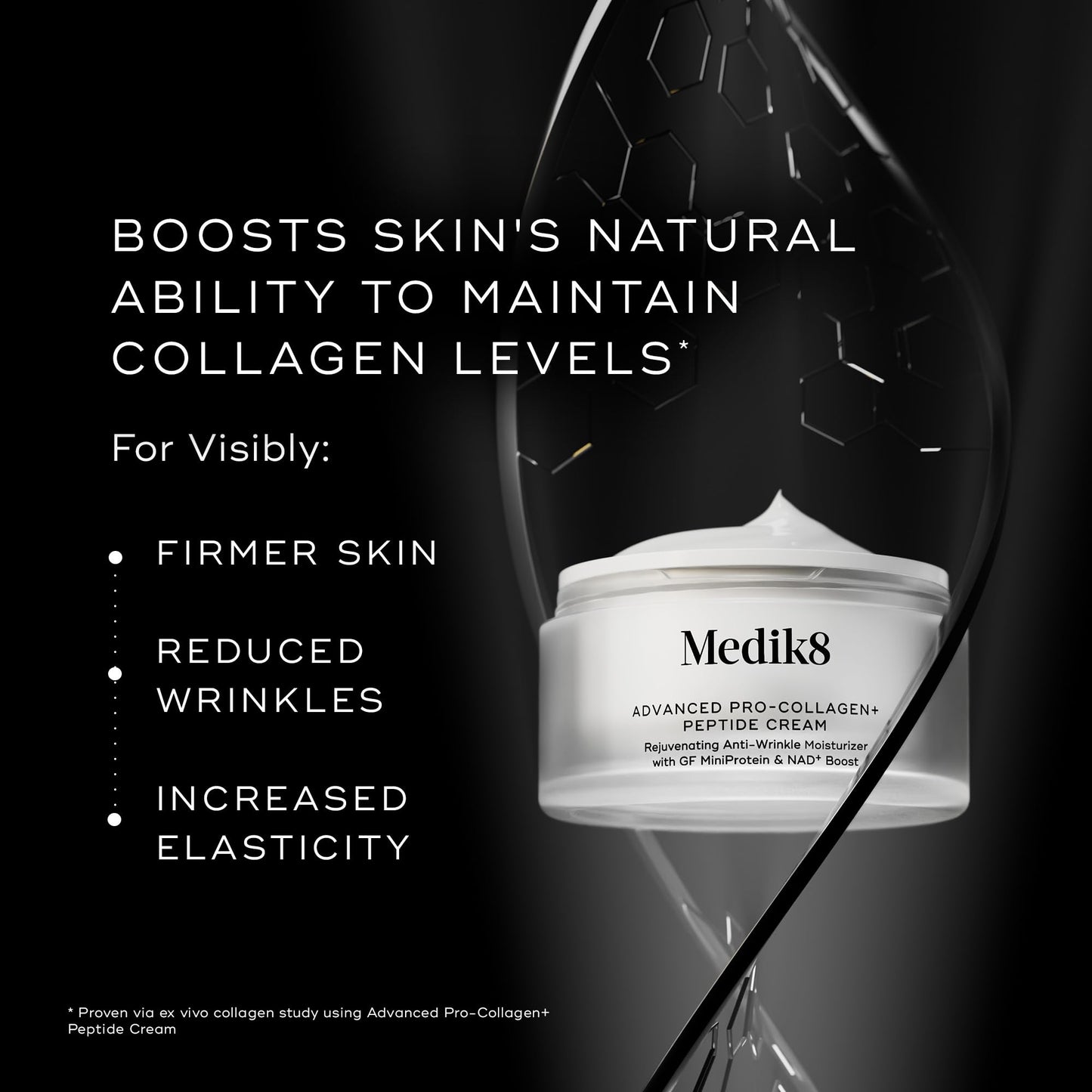 Medik8 Advanced Pro Collagen Peptide Cream - Daily Face Moisturizer for Dry Skin - Lifting Moisturizer Face Cream with Anti-Aging Peptides - 1.6 oz