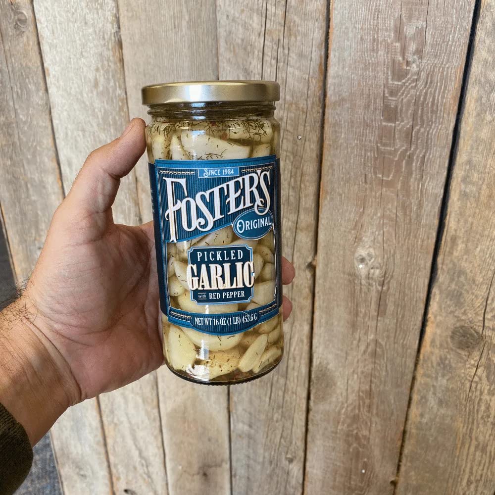 Foster's Pickled Garlic Cloves in a Jar, Original, 16oz, 2 Pack, Traditional Pickled Vegetables Recipe for over 40 years, Low Calorie Snack, Gluten Free, Fat and Preservative Free Pickles