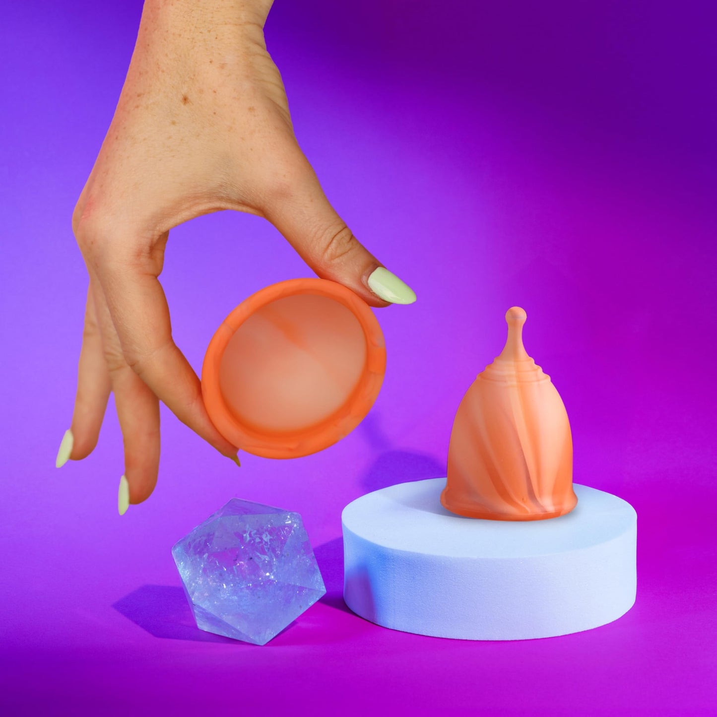 La Cup & Menstrual Disc Pack | Premium Medical Grade Silicone Designs - Menstrual Cups & Disc (Disc Requires No Suction) Fuzzy Peach (Size A)