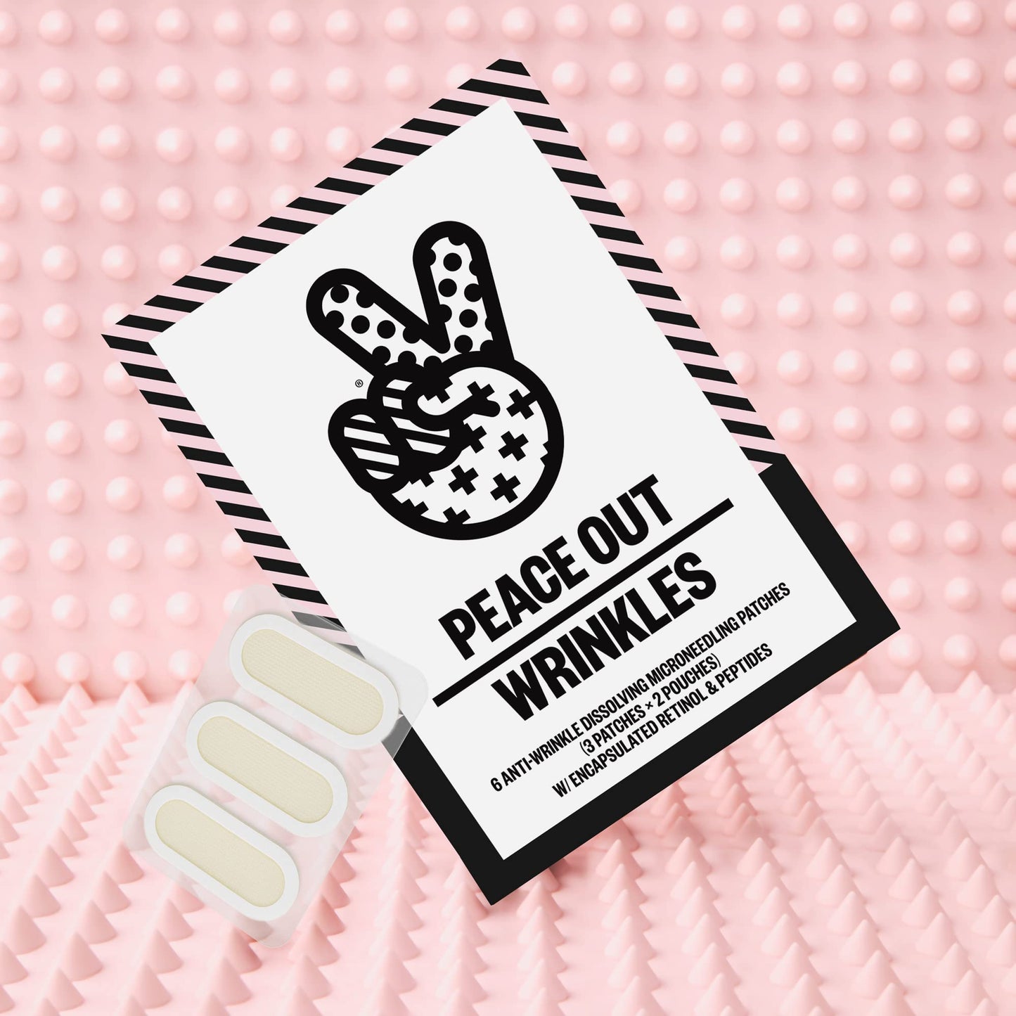 PEACE OUT Microneedling Wrinkle Patches with Retinol, Peptides, Vitamin C, Helps Smooth Fine Lines, Improve Deep Wrinkles and Firm Skin, 6 Patches
