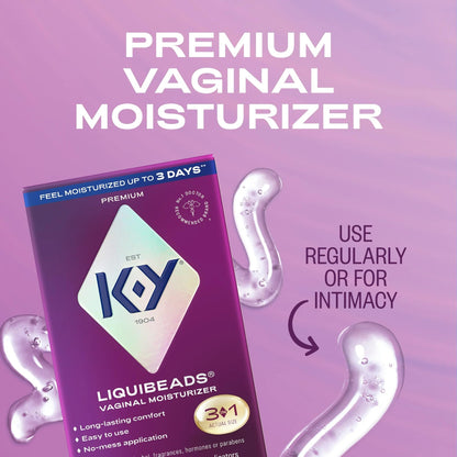 K-Y Liquibeads Vaginal Moisturizer for Women, Silicone Lube Vaginal Suppository, Vaginal Lubricant Helps Reduce Pain Due to Vaginal Dryness, 6 Vaginal Suppositories & 6 Vaginal Applicators