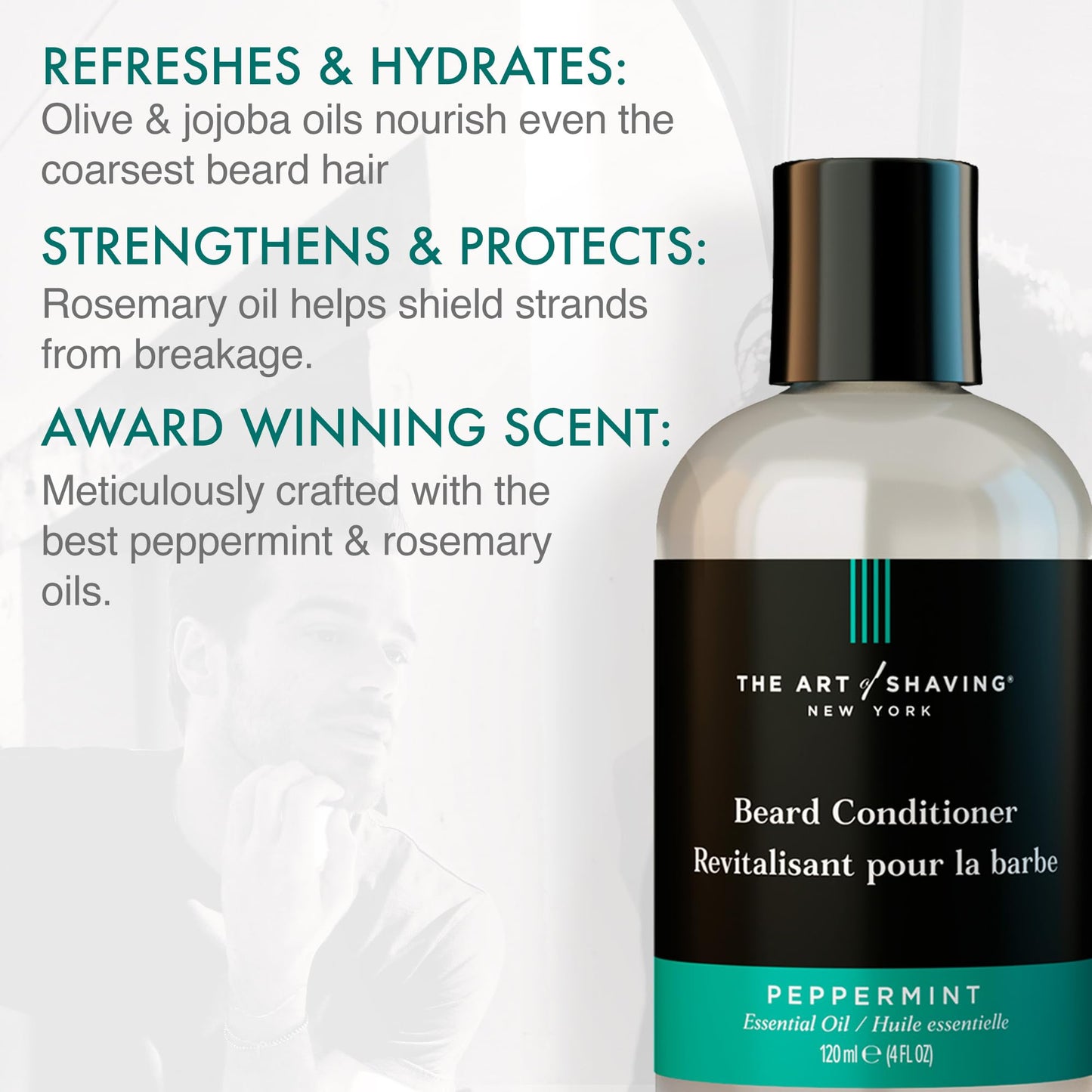 The Art of Shaving Beard Prep Kit - 4oz Peppermint Facial Hair Wash & Conditioner, 1oz Sandalwood Beard Oil