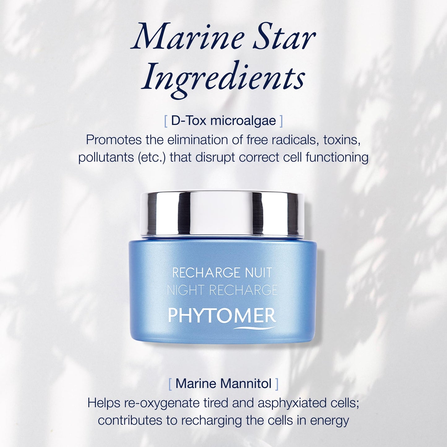 PHYTOMER Night Recharge Hydrating Night Cream | Youth Enhancing, Anti-Aging Face Moisturizer | Ultra-Soothing Protective Overnight Cream | Reduce Wrinkles and Fine Lines | 50ml