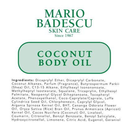 Mario Badescu Coconut Body Oil Enriched with Coconut Oil & Shea Butter | Lightweight Skin Care for Hydrating and Moisturizing After Shower Massage