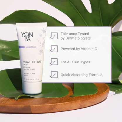 Yonka Paris | Vital Defense Day Cream | Pollution Protection Vitamin C Moisturizer with Myrtle CoQ10 | All Skin Types | 84% Natural Ingredients