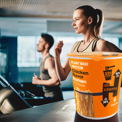 Hethstia Protein Ramen, Chicken Flavor Pre-Packaged Ramen Soup Cup, 6-Pack Instant High-Protein Noodles with 32g Plant Protein, Vegan, Low Fat, Air-Dried, Non-GMO, Healthy Quick Meal
