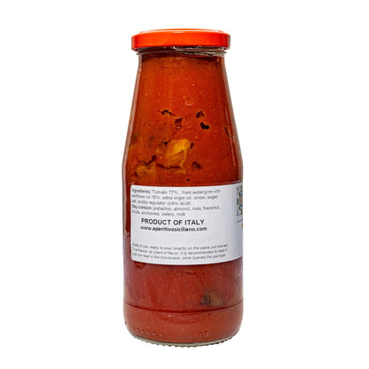 Aperitivo Siciliano - Authentic Sicilian Sugo alla Norma Ready-to-Use Sauce - Tomato, Fried Eggplant, Onion & EVOO - 4-Pack of 14.1 oz Jars - Made in Italy