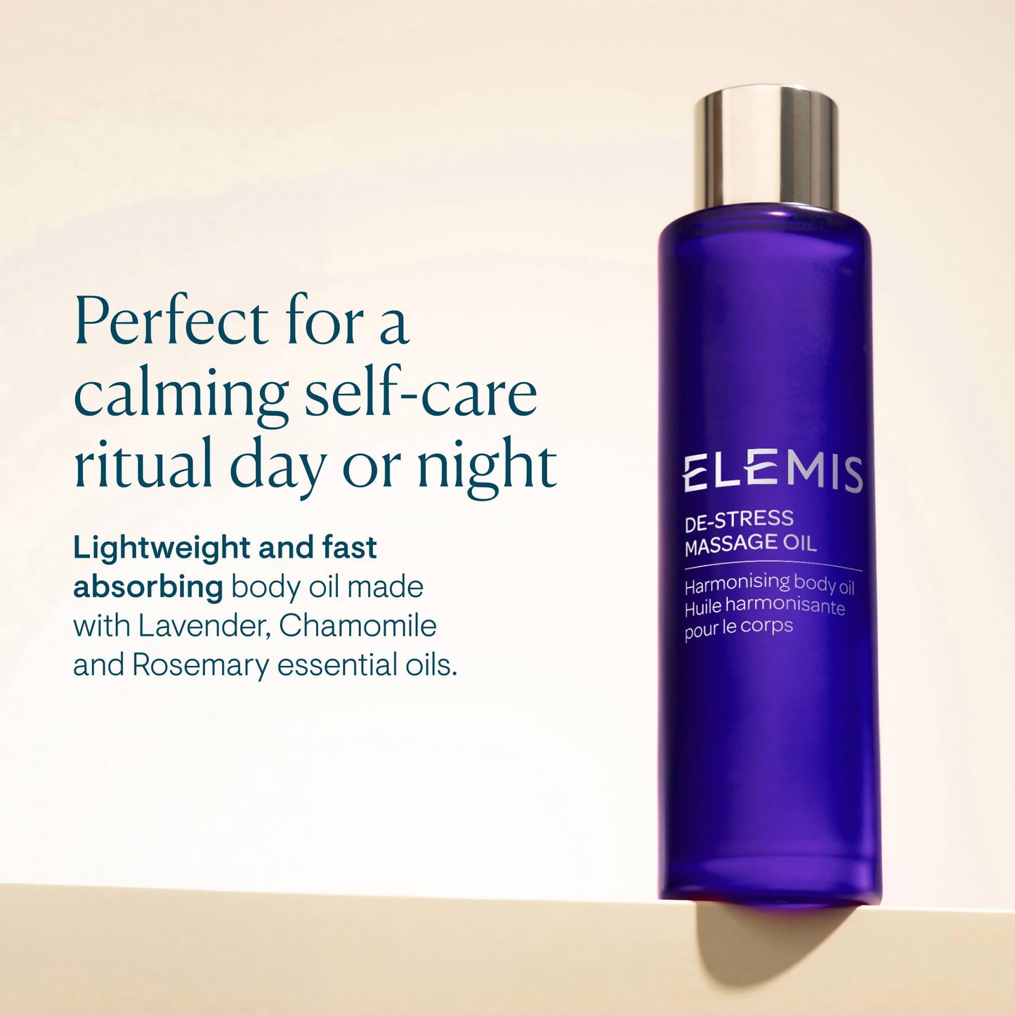 ELEMIS De-Stress Massage Oil | Harmonizing Oil Deeply Nourishes, Relaxes, and Calms the Body and Mind with a Blend of Essential Oils, 3.3 Fl Oz